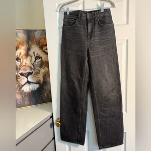 Zara Black High-Waist Straight Leg Jeans